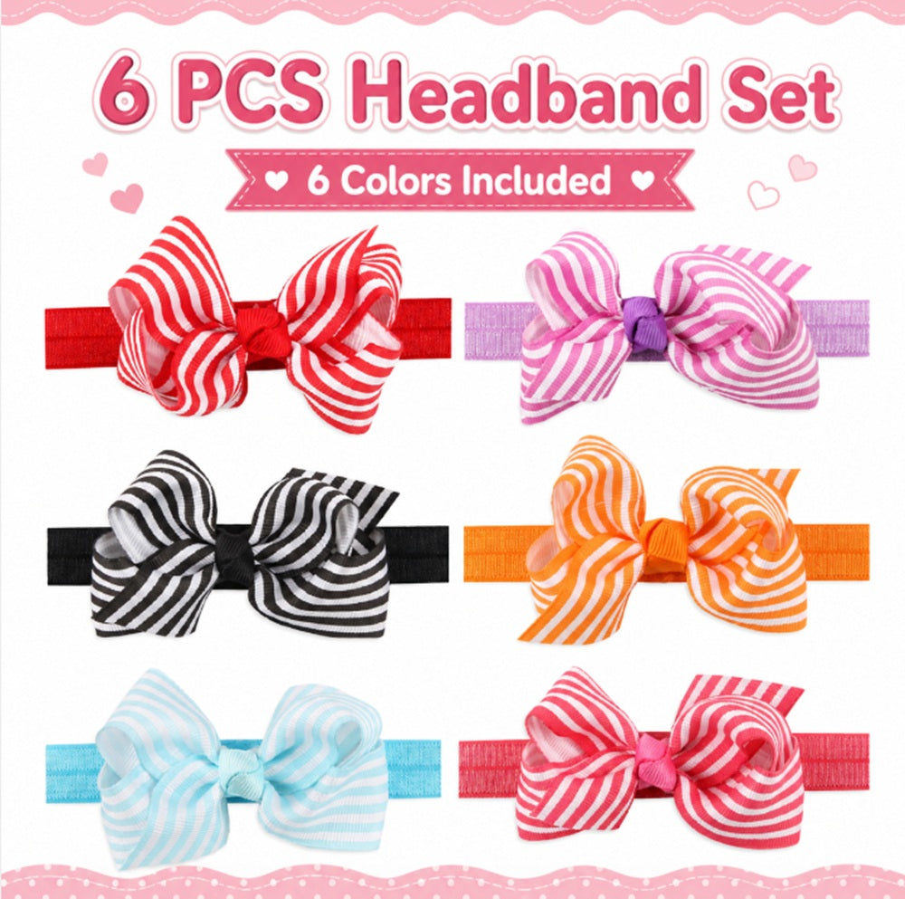 6-Pack Baby Girl Flower & Bow Headbands | TIKA
