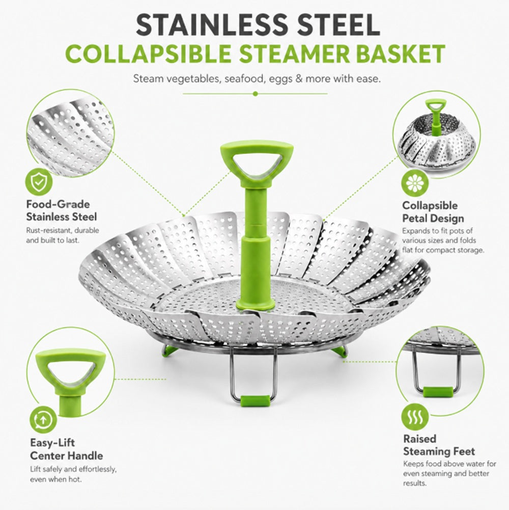 5.5–9 in Folding Stainless Steel Steamer Basket | TIKA
