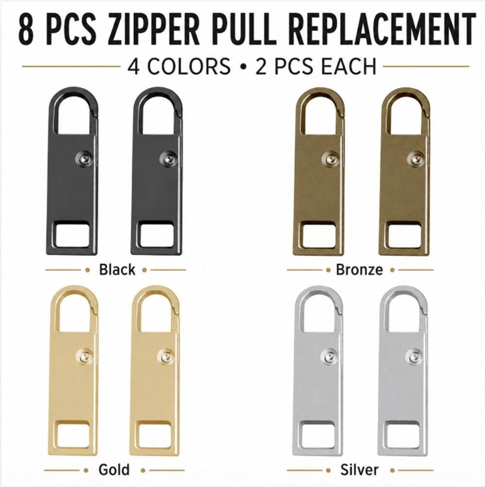 8-Pack Metal Zipper Pull Tab Replacements | TIKA