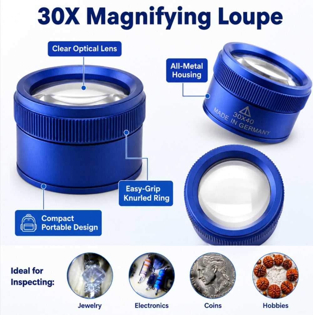 40X 30mm Portable Jeweler’s Loupe Magnifier | TIKA