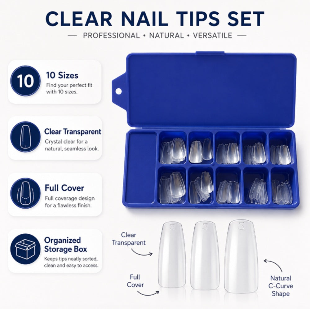 100-Pack French Half-Cover Nail Tips | TIKA