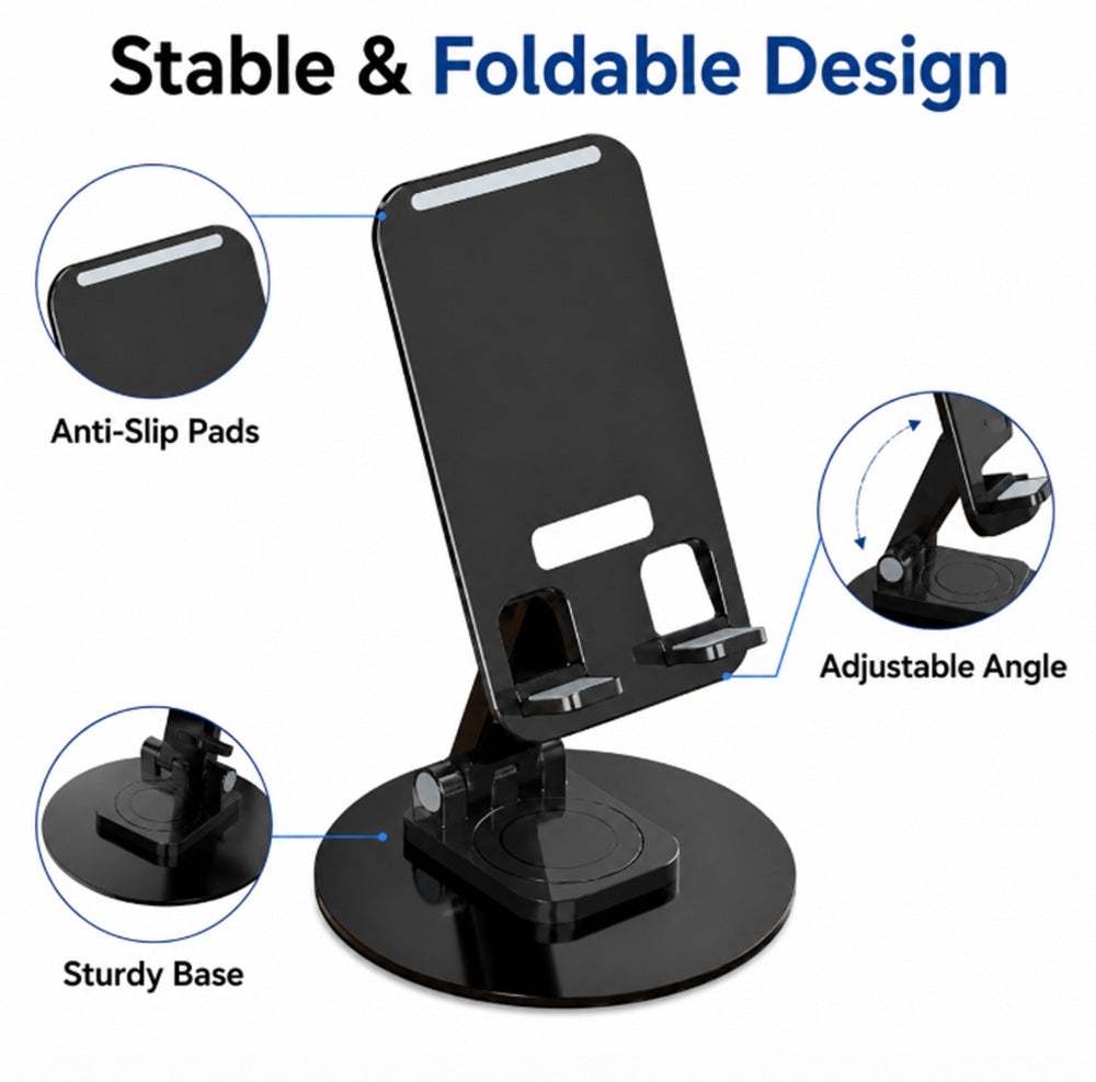 360° Rotating Foldable Phone & Tablet Desk Stand | TIKA