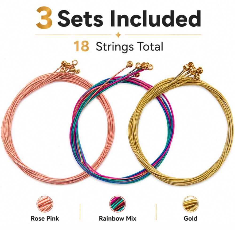 3 Sets Colorful Steel Acoustic Guitar Strings | TIKA