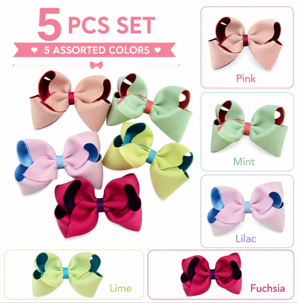 5-Piece Baby Girl Bow & Flower Hair Clip Set | TIKA