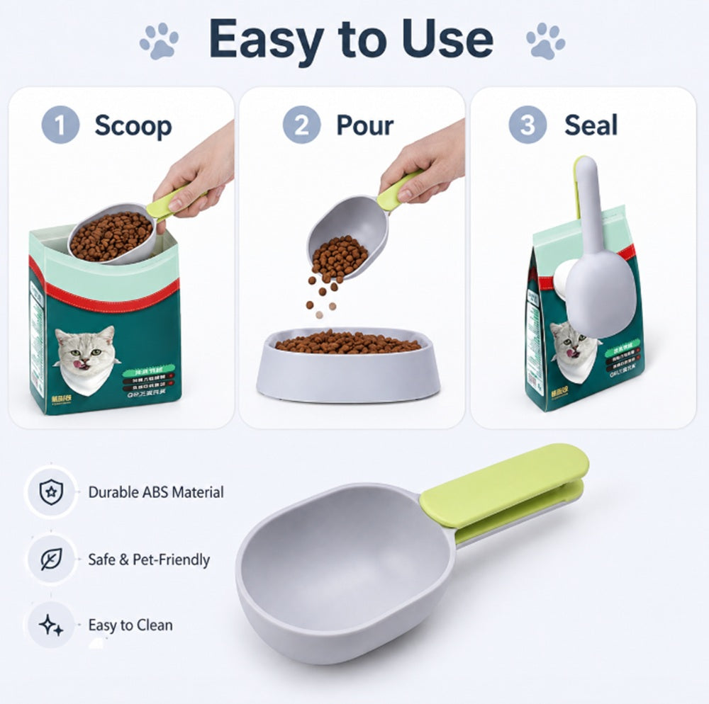 Pet Food Scoop with Bag Sealing Clip | TIKA