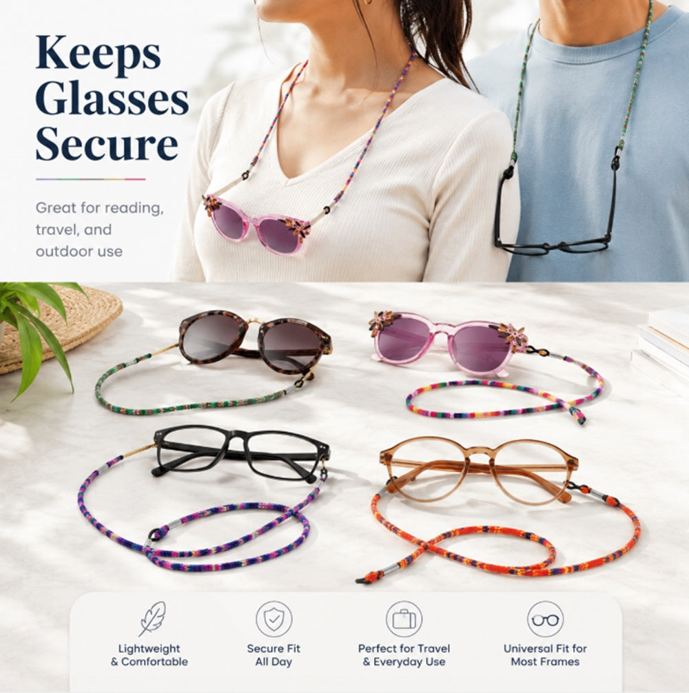 4-Pack Adjustable Eyeglass Neck Straps | TIKA