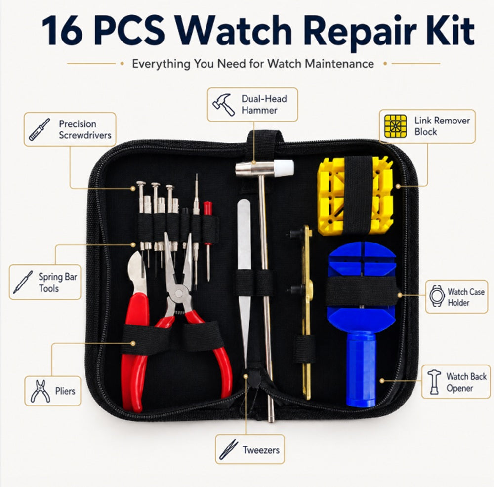 16-Piece Watch Repair Tool Kit | TIKA