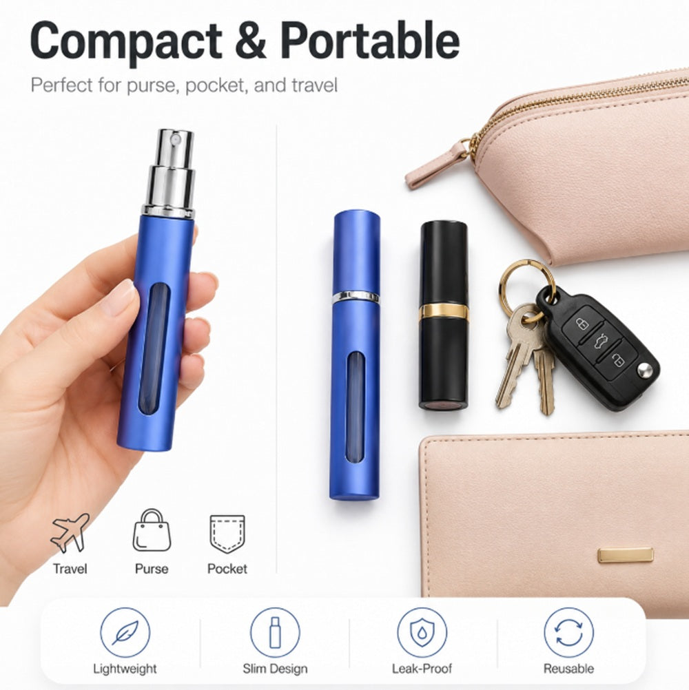 7-Piece 10 mL Refillable Travel Perfume Atomizer Set | TIKA