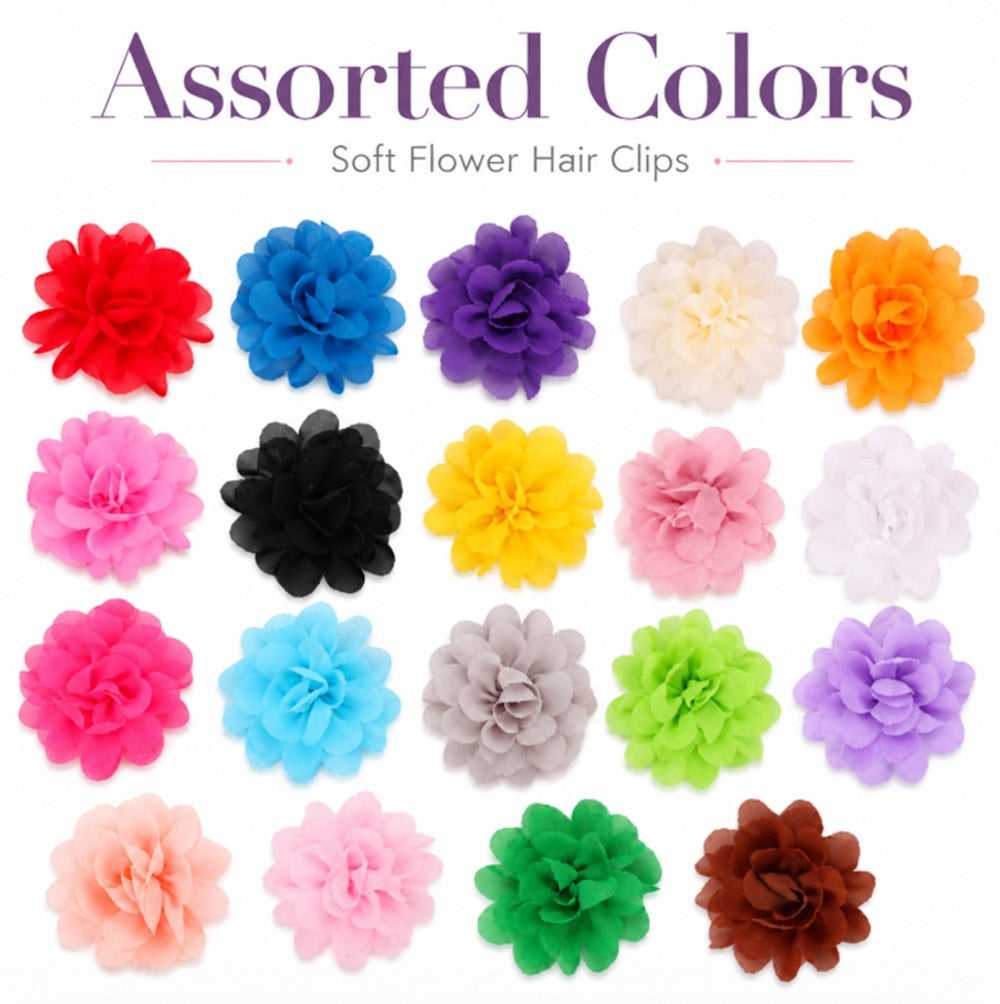 20-Pack Chiffon Flower Hair Clips for Baby Girls | TIKA