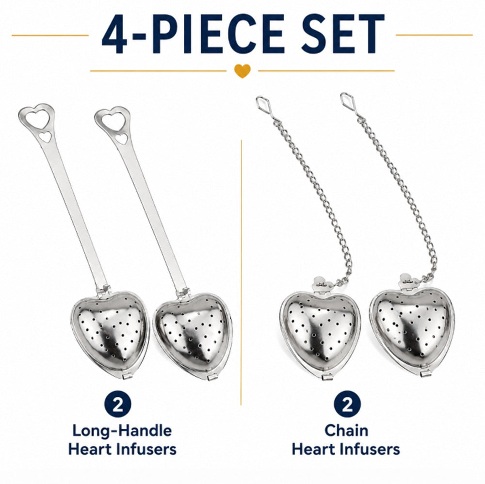 4-Pack Heart-Shaped Stainless Steel Loose-Leaf Tea Infuser Spoons | TIKA