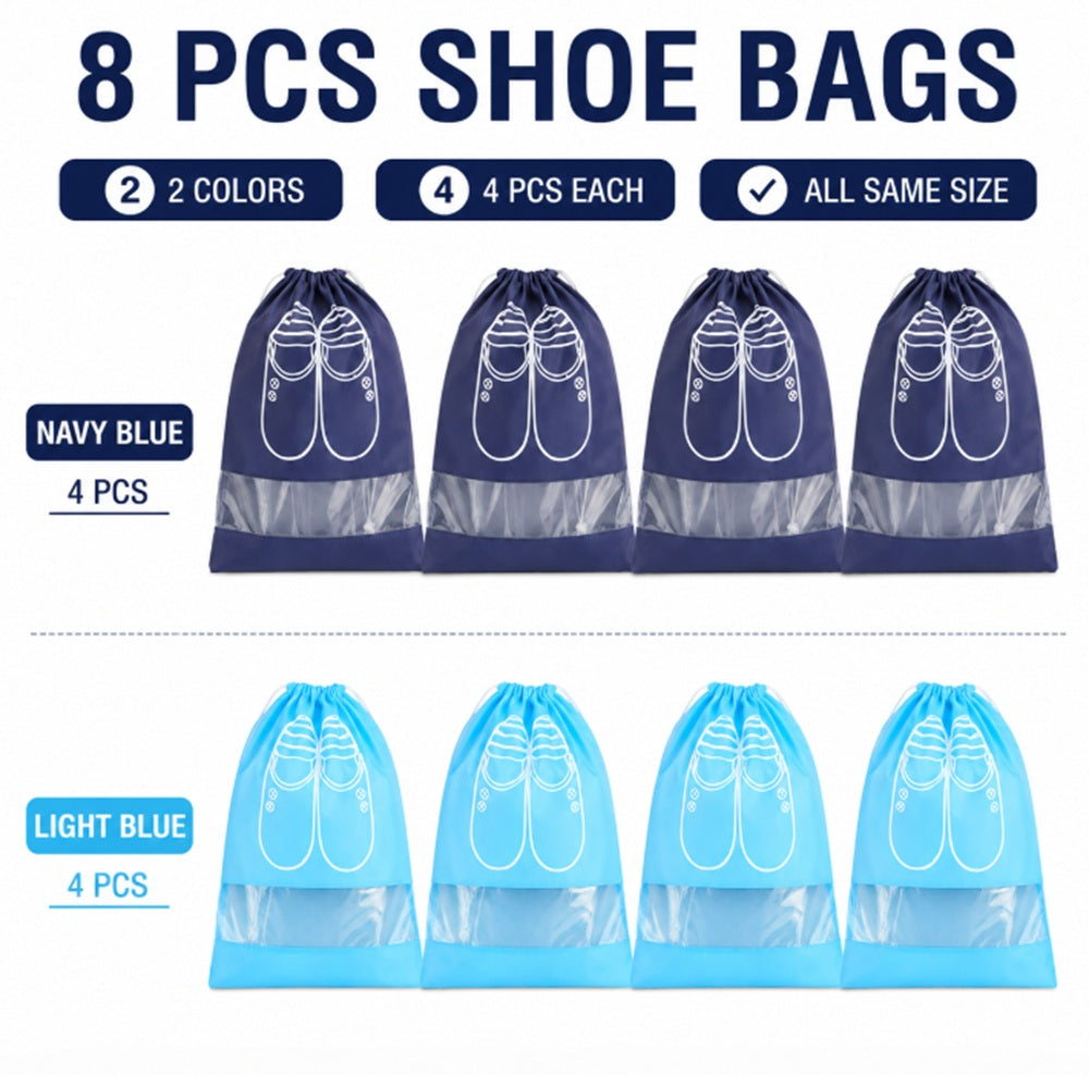 8-Pack Drawstring Travel Shoe Bags | TIKA