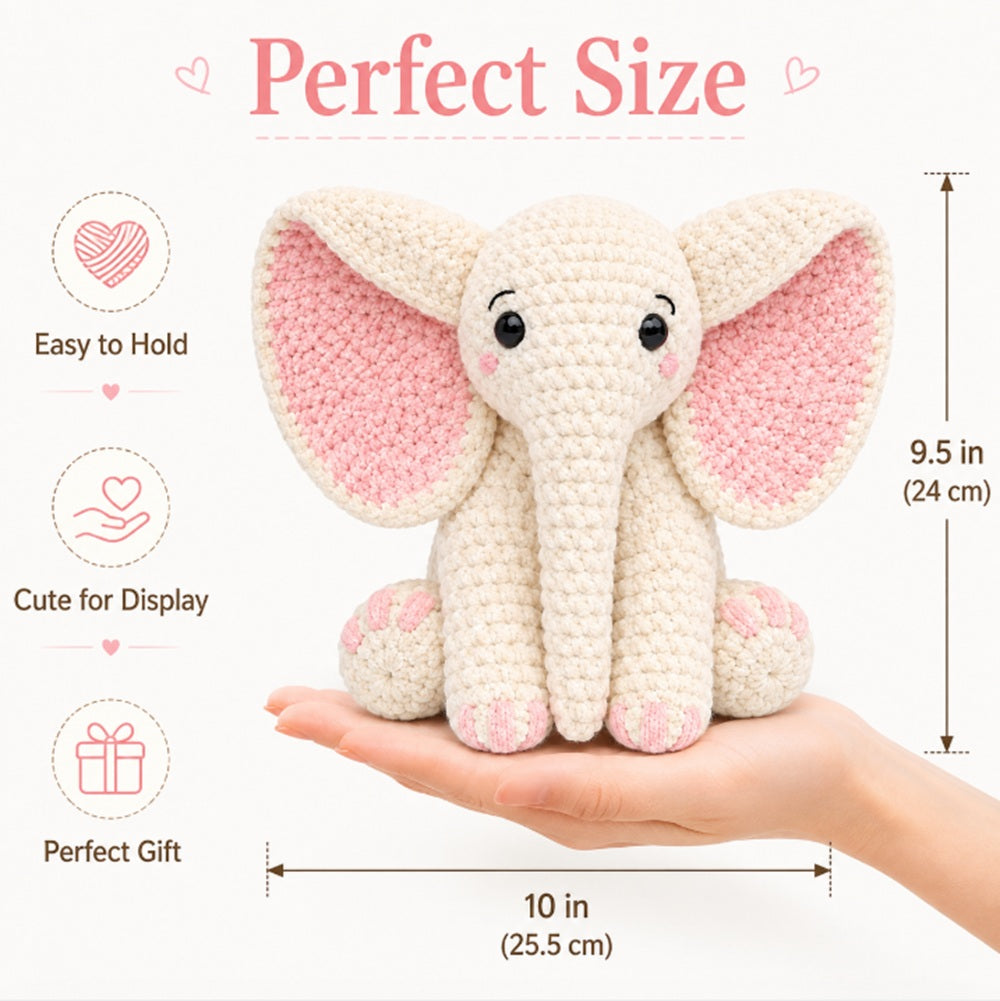 13-Inch Elephant Crochet Kit for Beginners | TIKA