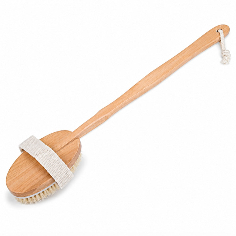 Wooden Natural Bristle Body and Back Brush | TIKA
