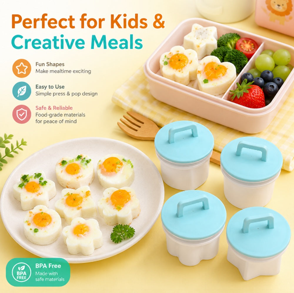 4-Pack Cartoon Egg Steamer Molds for Breakfast & Bento | TIKA