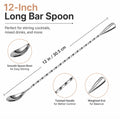 12-Inch Stainless Steel Bar Spoon for Cocktail Mixing | TIKA