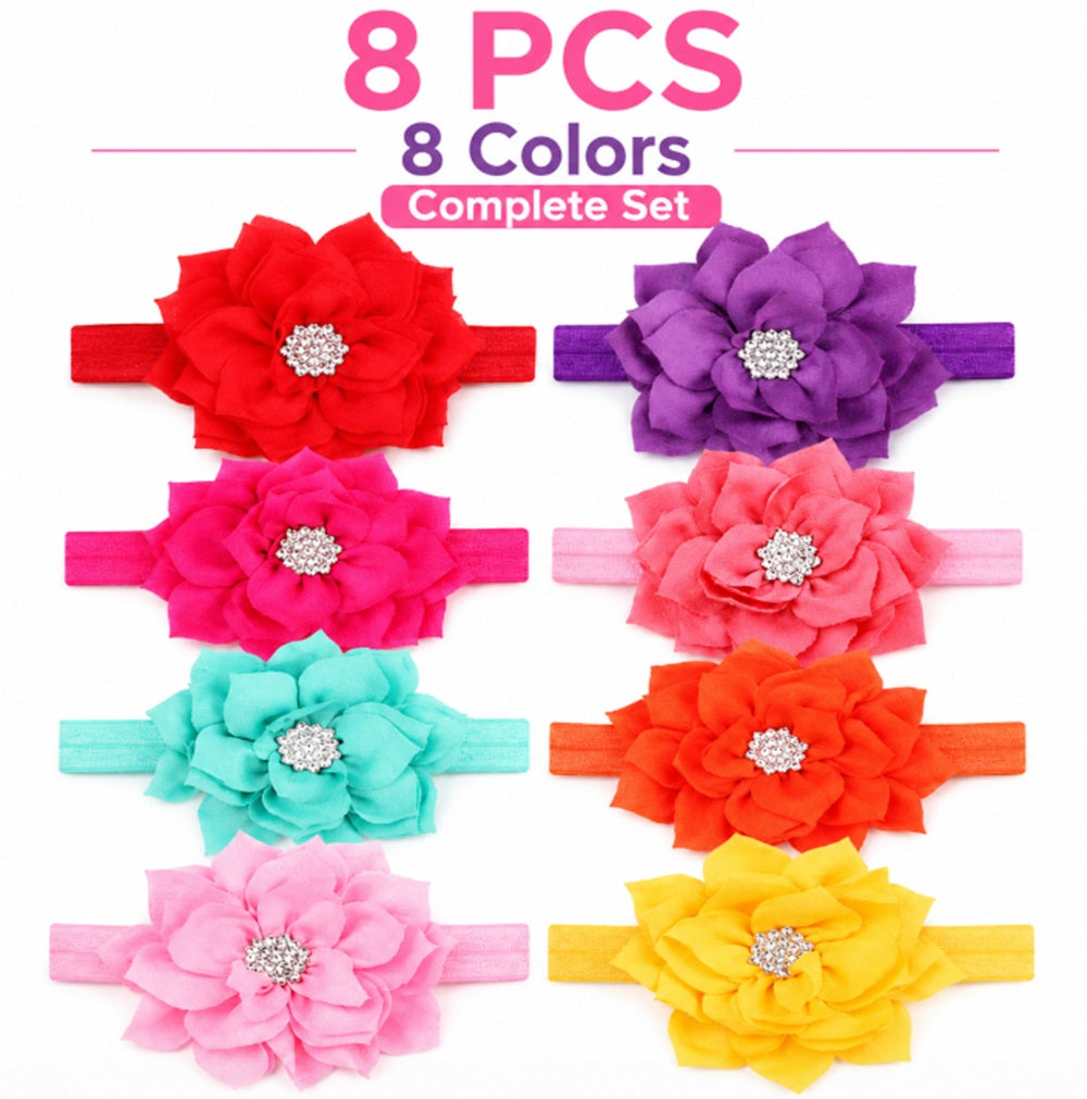 8-Piece Baby Girl Bow Headband Set | TIKA