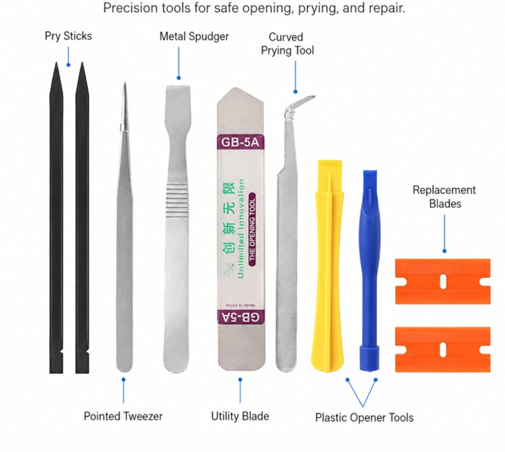 10-in-1 Phone Repair Tool Kit with Pry Tools & Tweezers | TIKA