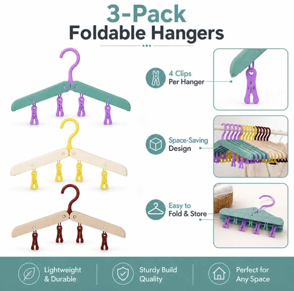 3-Pack Foldable Travel Clothes Hangers | TIKA