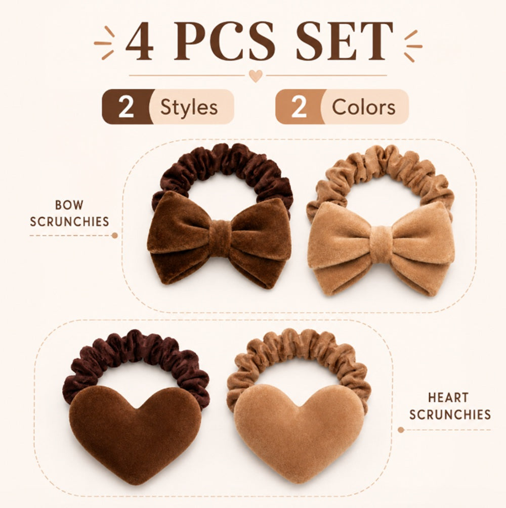 4-Pack Girls' Bow Hair Ties & Ponytail Holders | TIKA