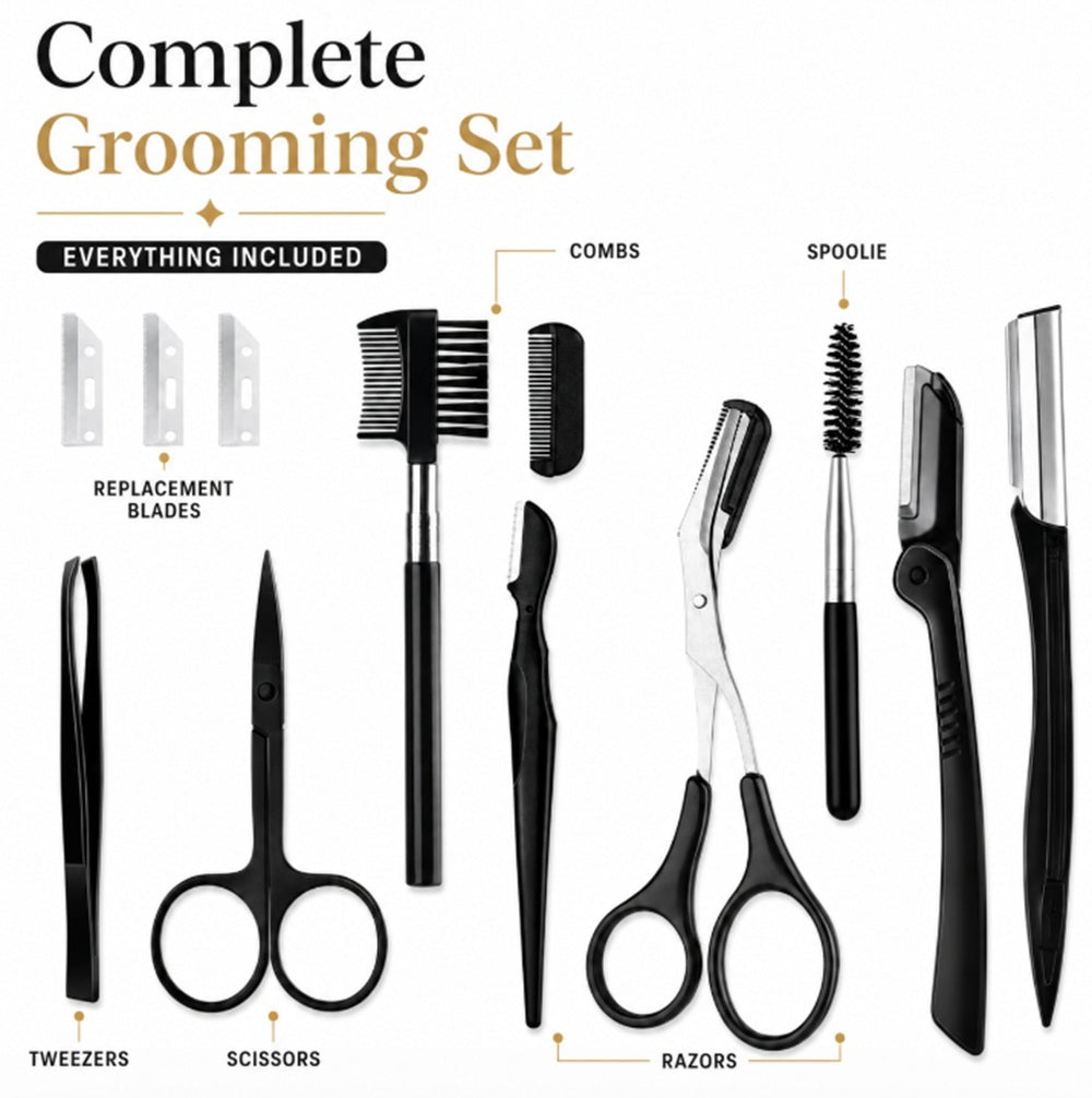 12-Piece Eyebrow & Facial Hair Grooming Kit | TIKA