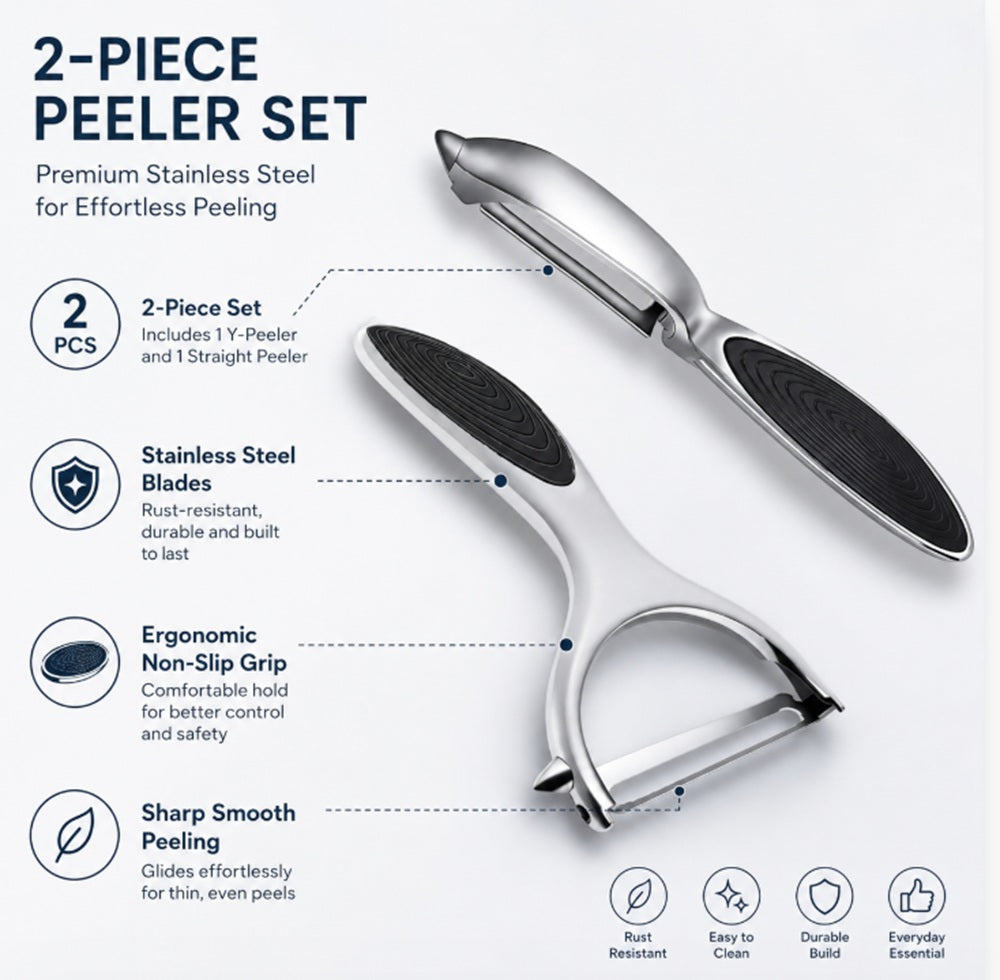 Stainless Steel Vegetable & Fruit Peelers, 2 Pack – TIKA