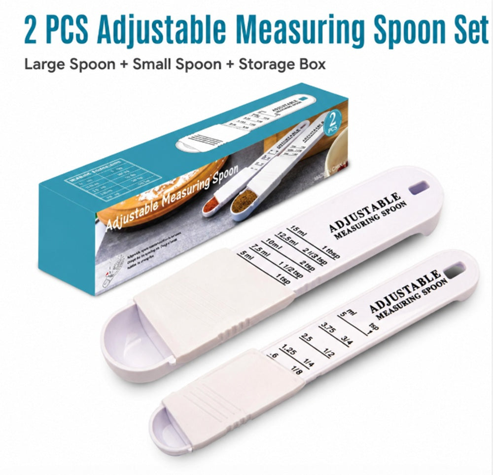 2-Piece Adjustable Measuring Spoon Set for Baking & Cooking | TIKA