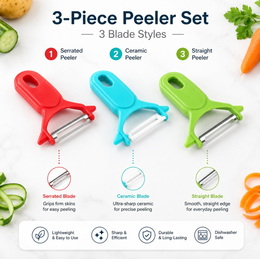 Stainless Steel Swivel Vegetable & Fruit Peelers, 3 Pack – TIKA