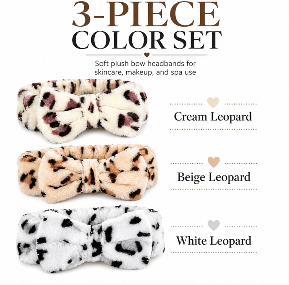 3-Pack Soft Microfiber Bow Spa Headbands for Women | TIKA