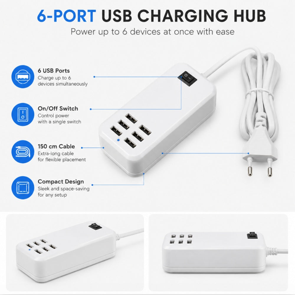 6-Port USB Desktop Charging Station | TIKA
