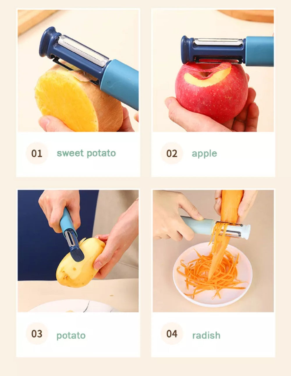 2-in-1 Knife Sharpener & Peeler, 2-Stage Sharpening – TIKA