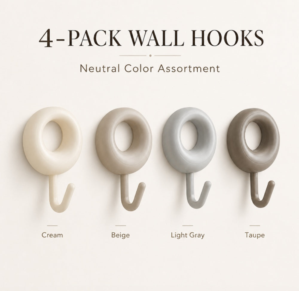 4-Pack Heavy-Duty Self-Adhesive Wall Hooks | TIKA