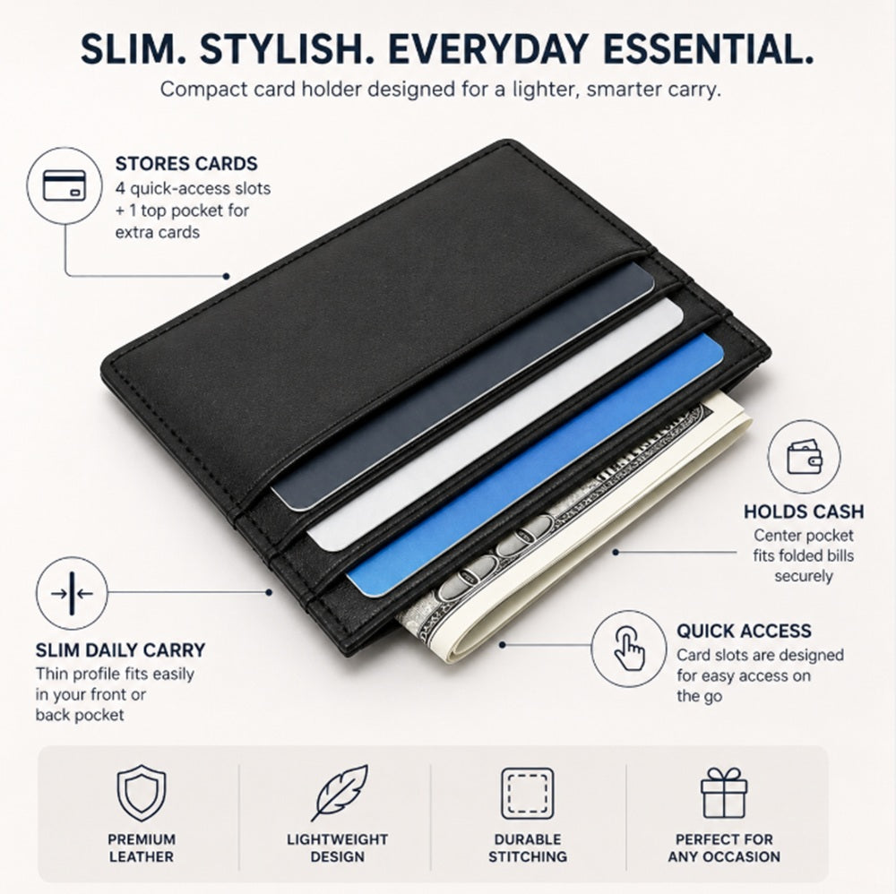 Slim RFID Blocking Leather Card Wallet | TIKA