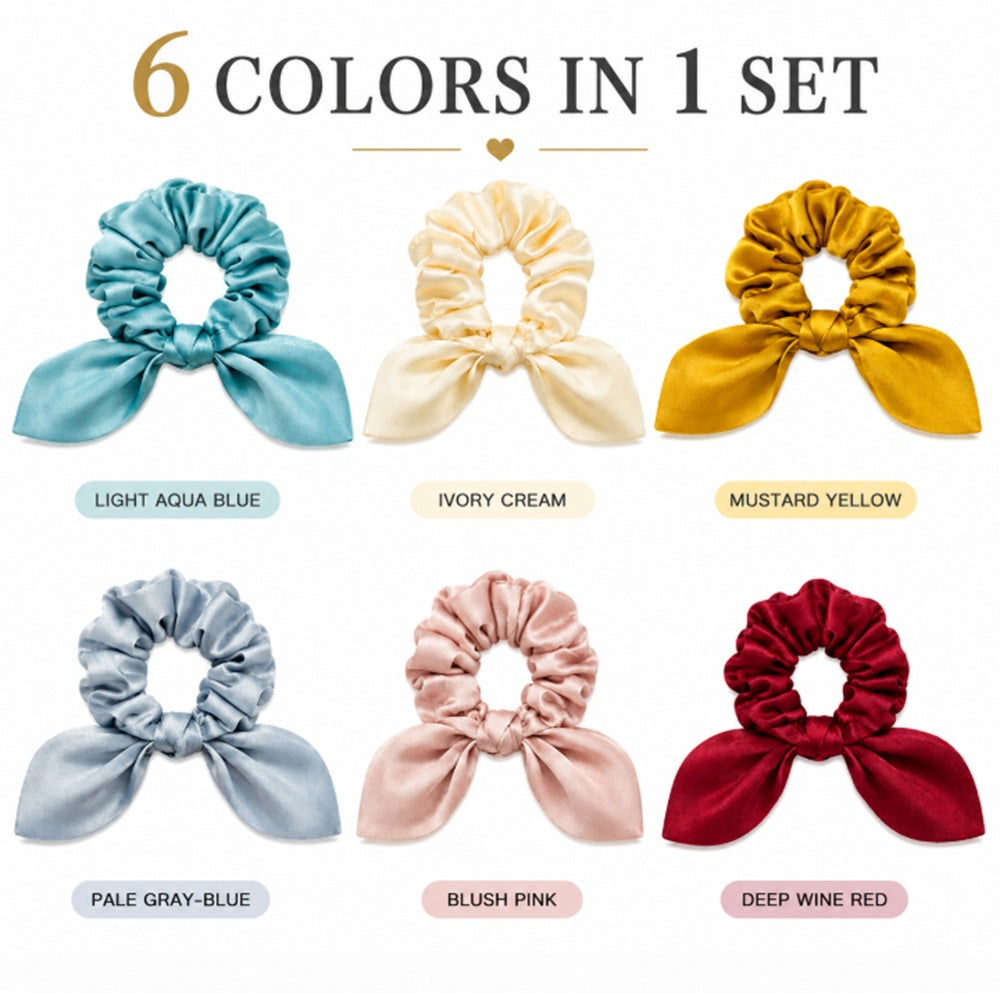 6-Piece Satin Scrunchie Hair Tie Set | TIKA