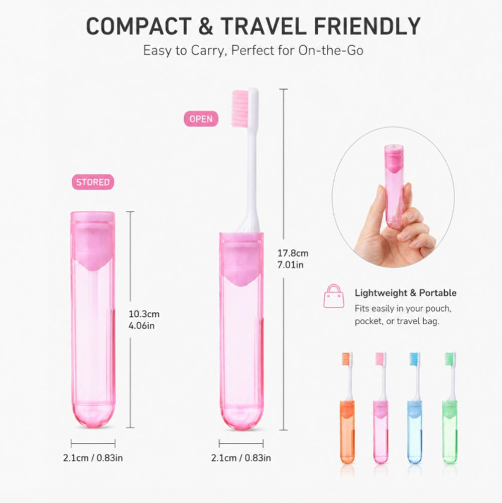 4-Pack Folding Travel Toothbrushes | TIKA