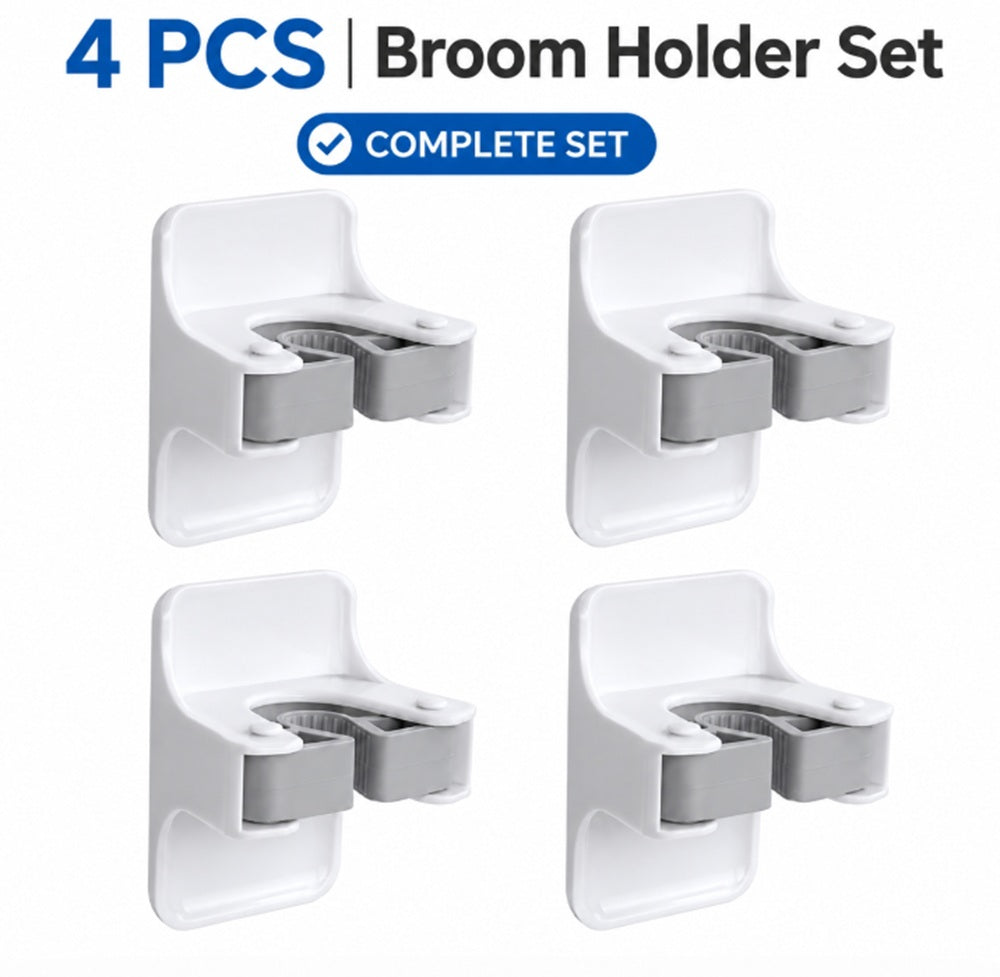 4-Pack Self-Adhesive Broom & Mop Wall Holders | TIKA