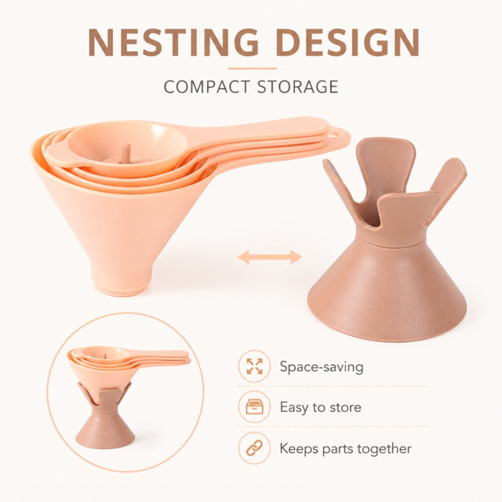 6-in-1 Reusable Kitchen Funnel & Filter Set for Bottles and Jars | TIKA