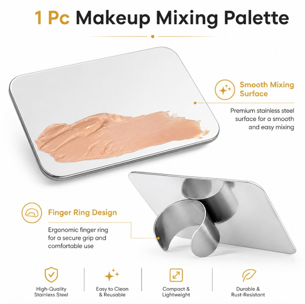 Stainless Steel Makeup Mixing Palette & Spatula | TIKA