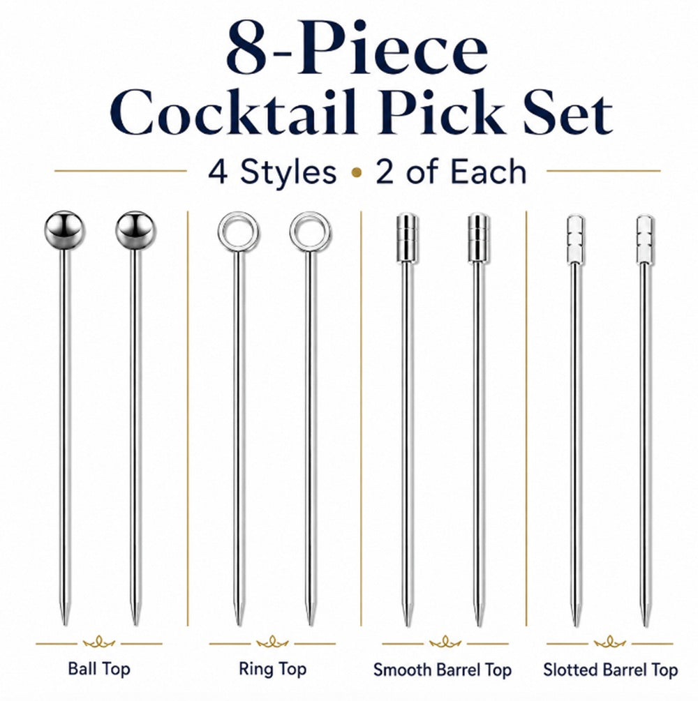 8-Piece Stainless Steel Cocktail Pick Set | TIKA