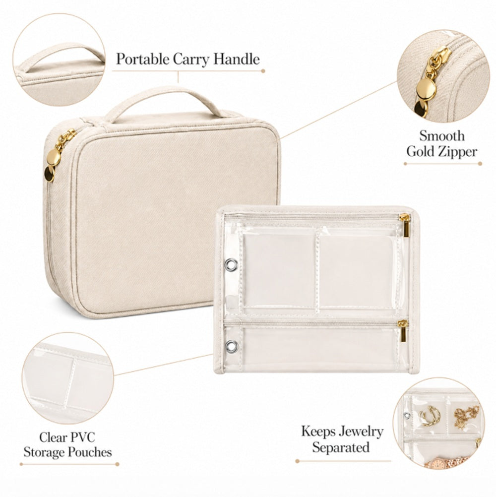 Travel Jewelry Organizer Binder with Clear Zippered Pages | TIKA