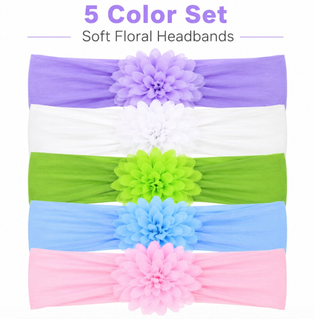 5-Pack Baby Girl Turban Bow Headbands | TIKA
