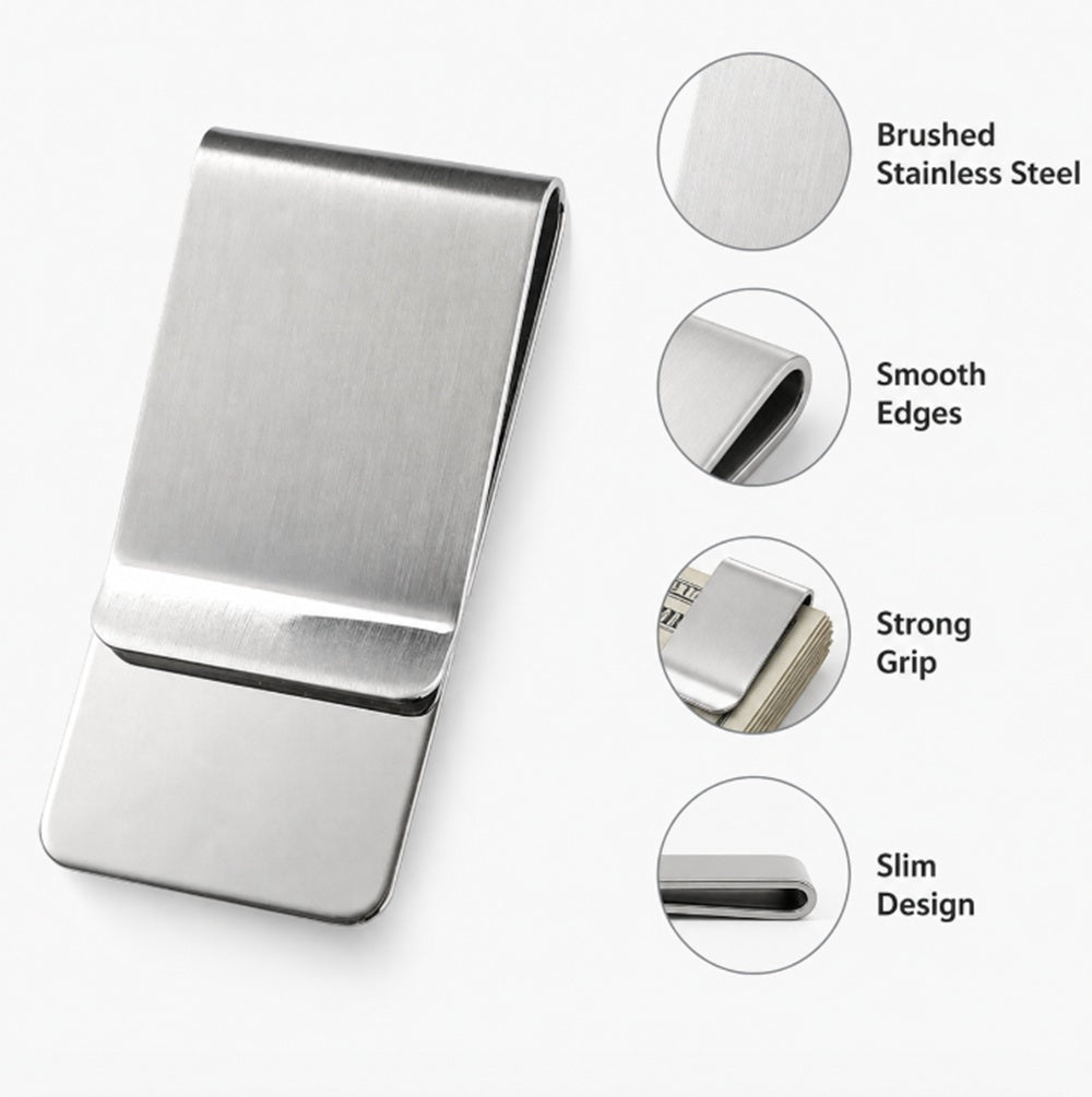 2-Pack Slim Stainless Steel Money Clips – Silver | TIKA