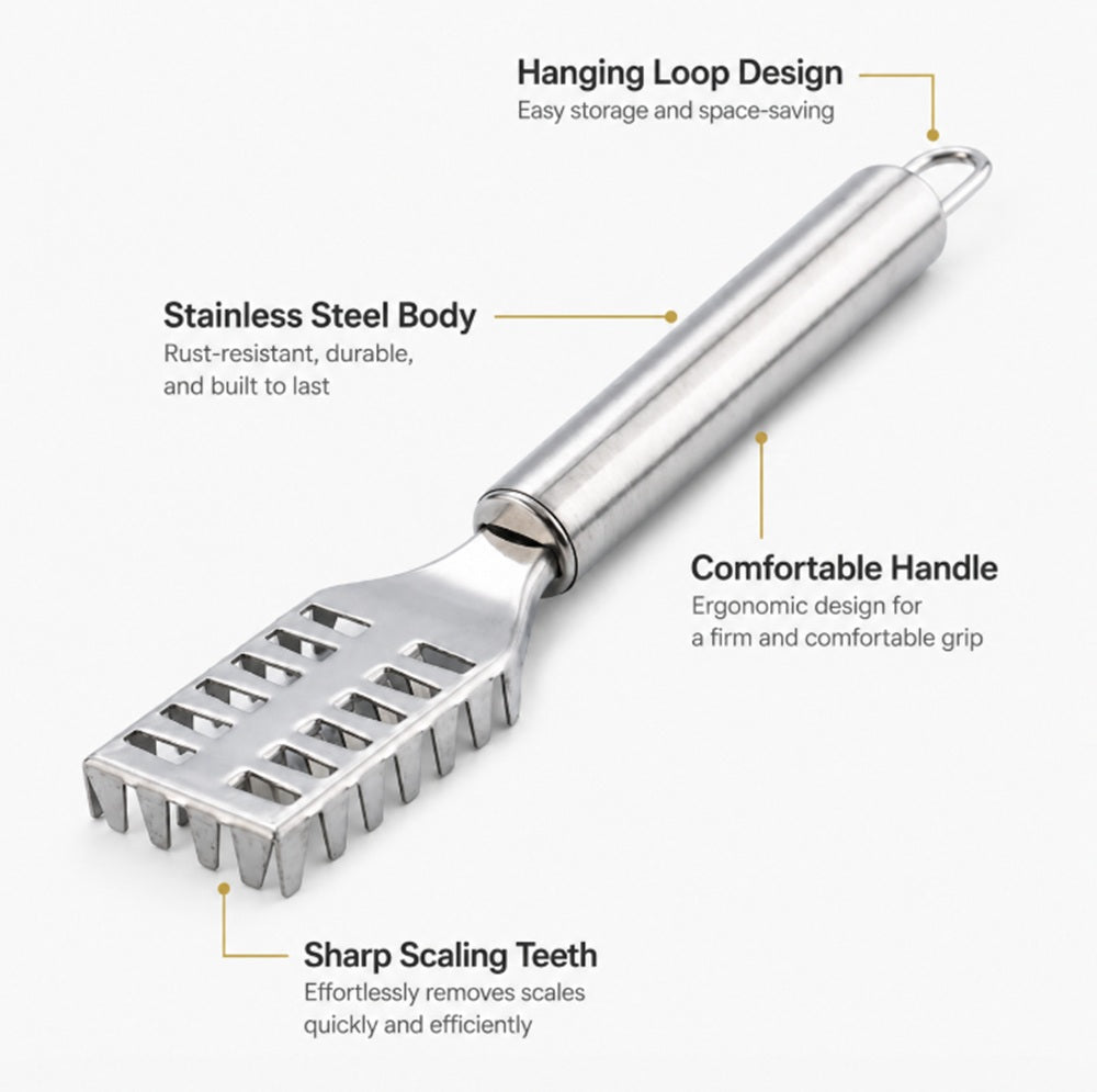 Stainless Steel Fish Scaler Brush & Seafood Cleaning Scraper | TIKA