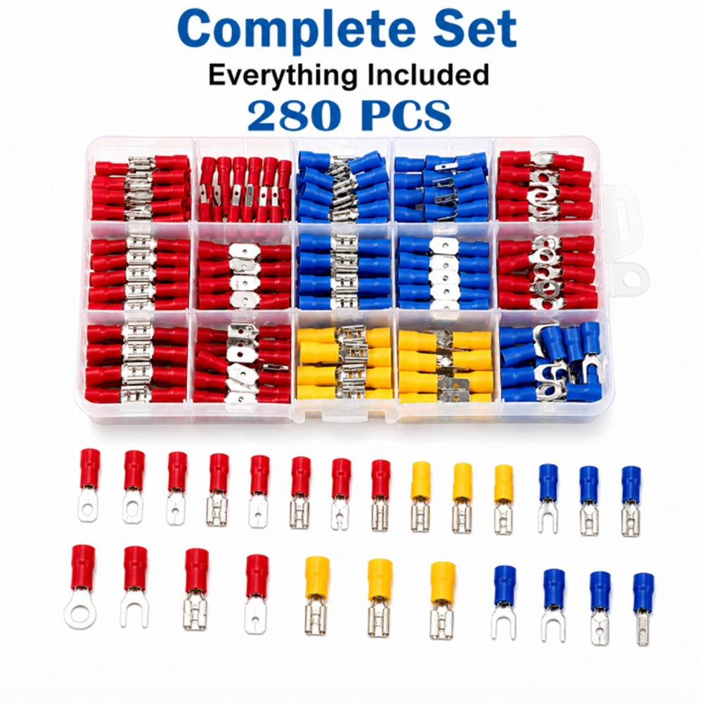 280-Piece Insulated Spade Crimp Terminal Kit | TIKA