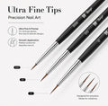 3-Piece Nail Art Dotting & Fine Liner Brush Set | TIKA