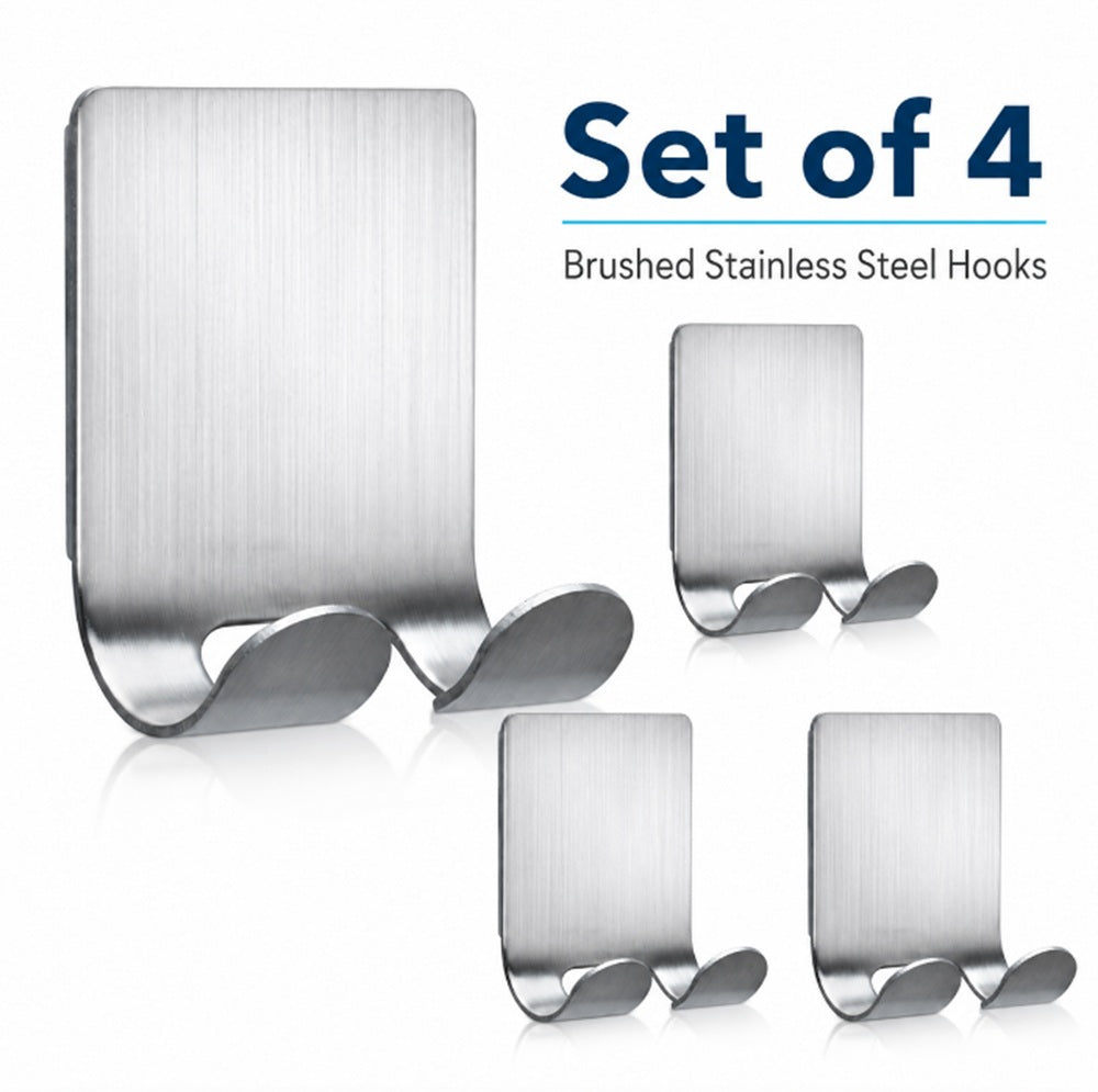 4-Pack Adhesive Stainless Steel Razor Holder Hooks | TIKA