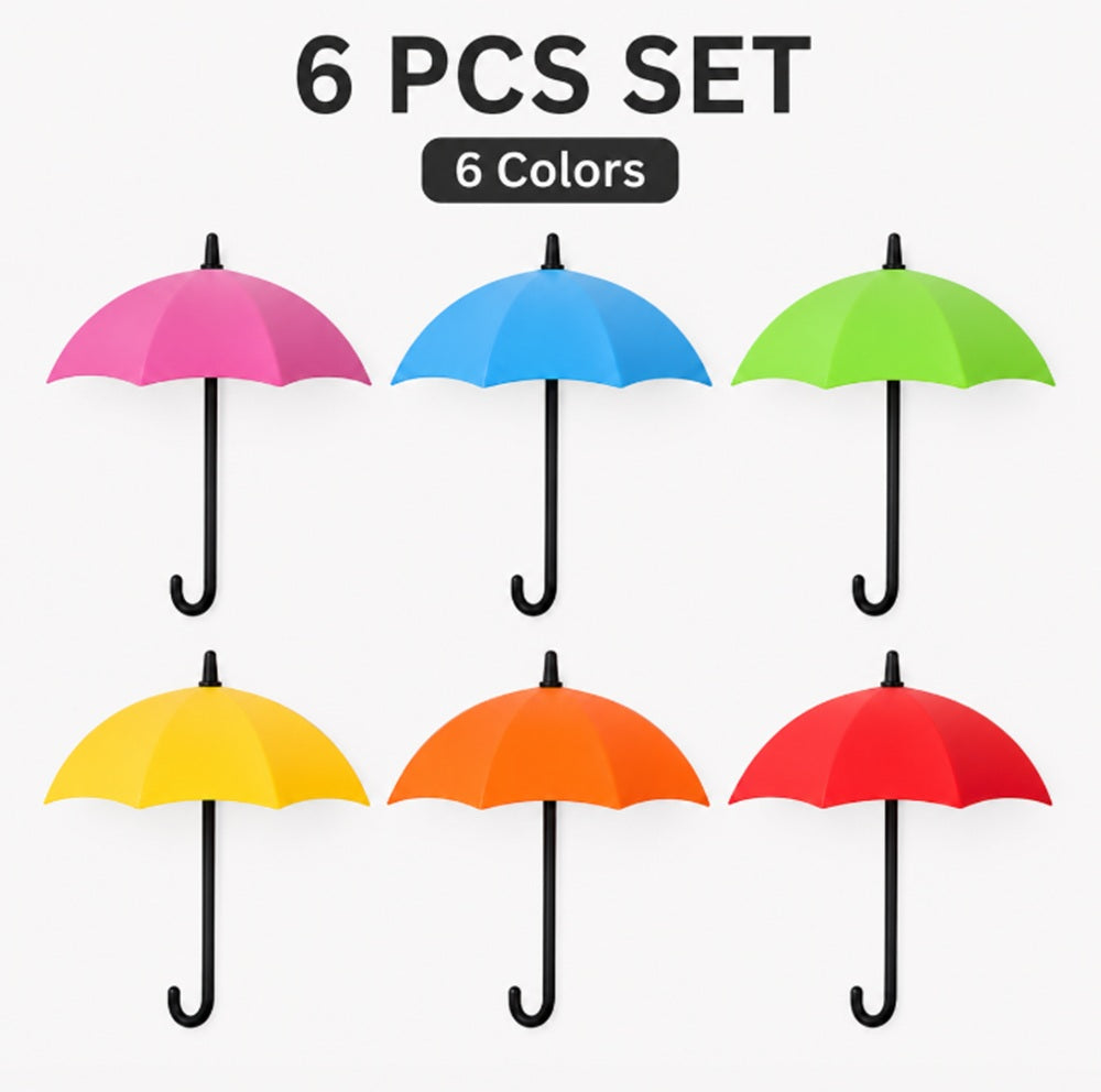 6-Pack Colorful Umbrella Wall Hooks | TIKA