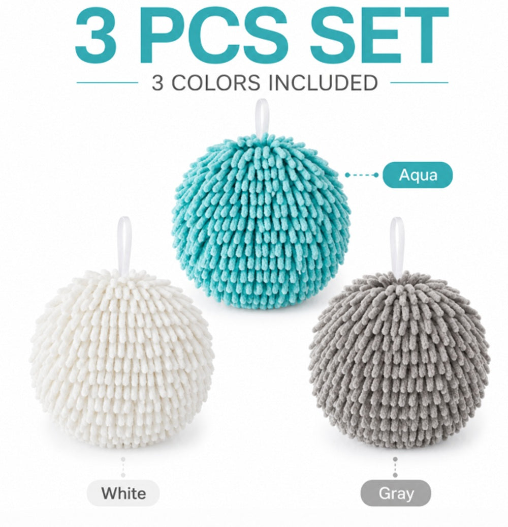 3-Pack Absorbent Hanging Hand Towel Balls | TIKA