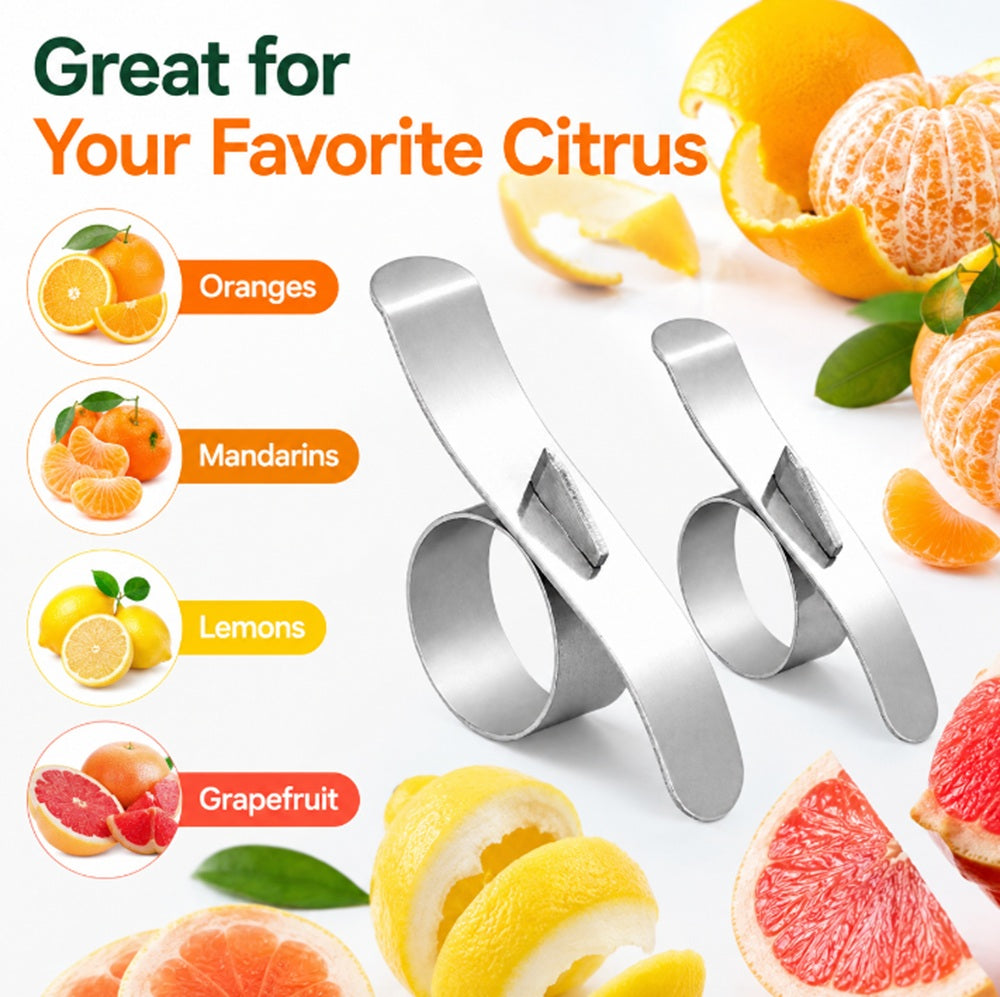 2-Pack Stainless Steel Citrus Peeler Tools for Oranges & Lemons | TIKA