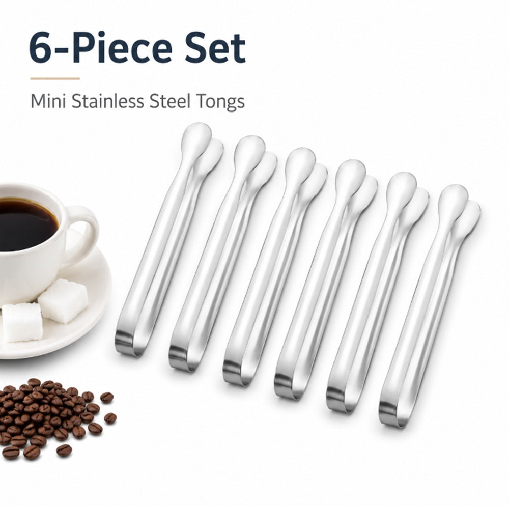 6-Pack Stainless Steel Mini Serving Tongs | TIKA