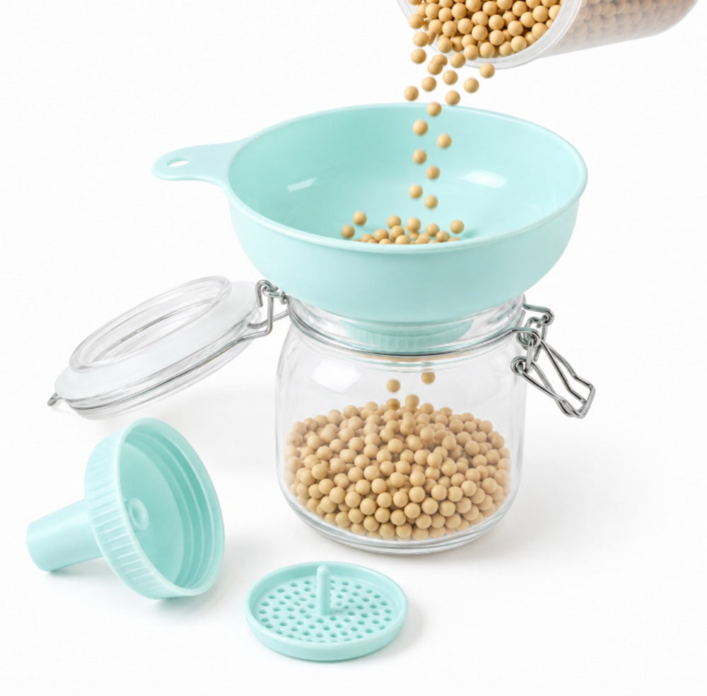 3-in-1 Wide-Mouth Kitchen Funnel, Strainer & Jar Filler | TIKA